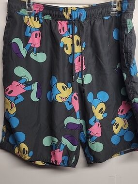 Disney Neff Black Swim/Board Shorts Multicolor Mickey Print Sz XL Lightweight